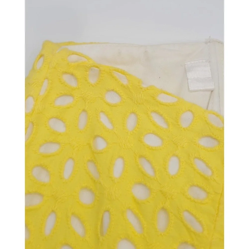 Lilly Pulitzer Blossom Strapless Dress Yellow Eyelet Fit Flare Size 6 Summer - Picture 10 of 11